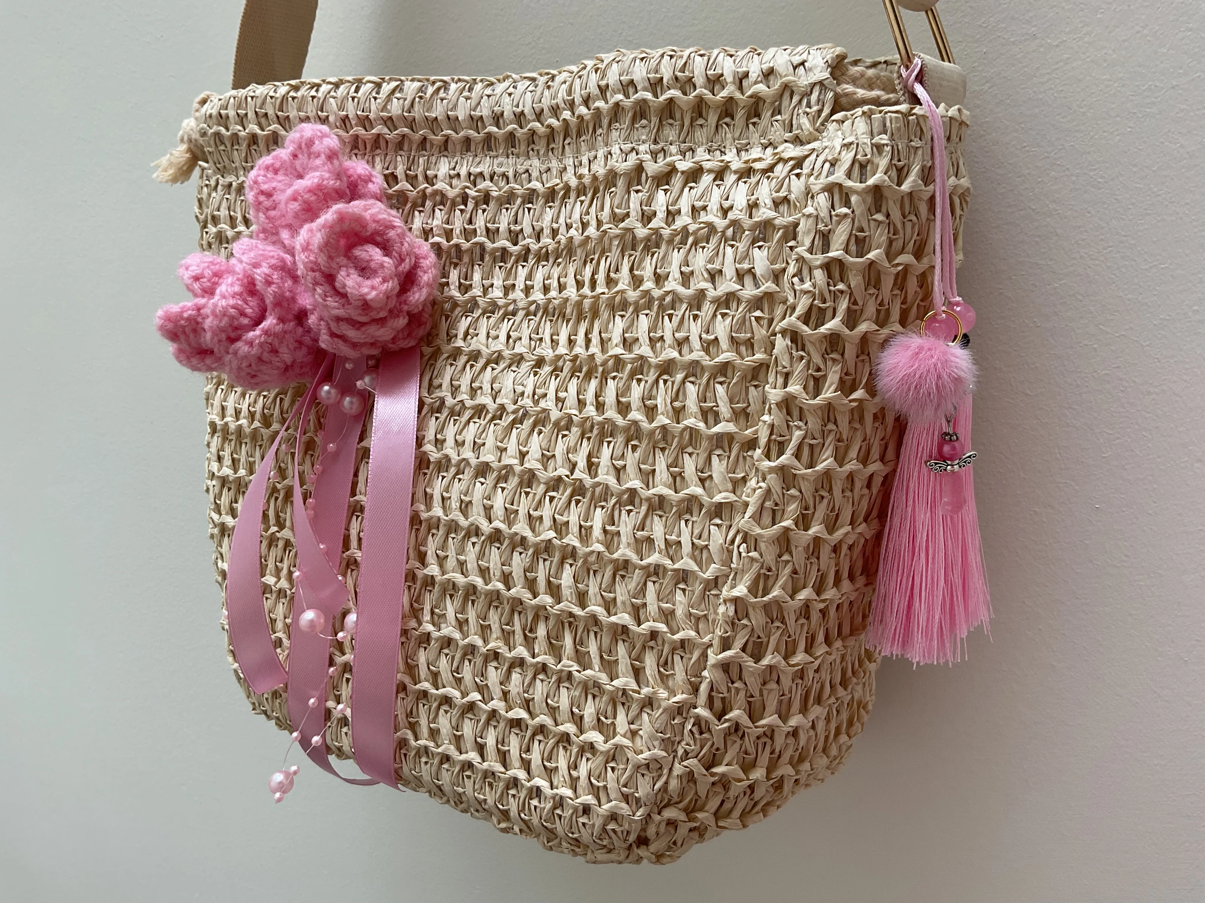 Cross-over band Tas met roses, Made By Anne. SALE!